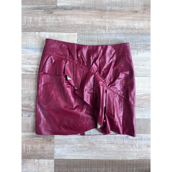 Isabel Marant Etoile Red Faux Leather Skirt Size 40/US8 - Picture 2 of 5